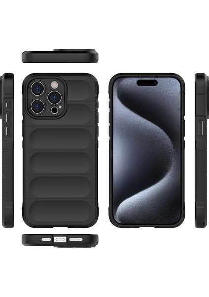 iPhone 15 Pro Için Yumuşak Tpu Kaymaz Telefon Kılıfı - Siyah (Yurt Dışından)