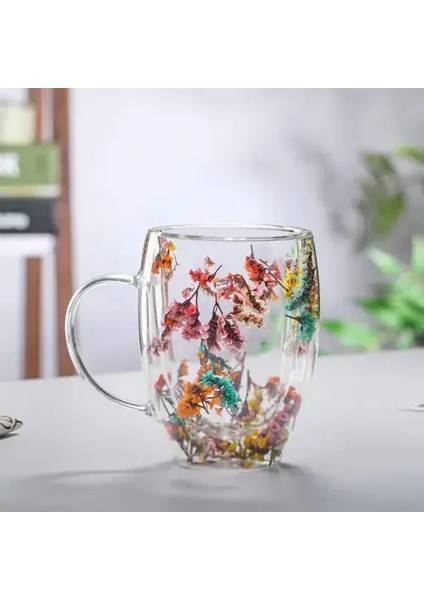 Organik Çiçekli Borosilikat Bardak 350 ml