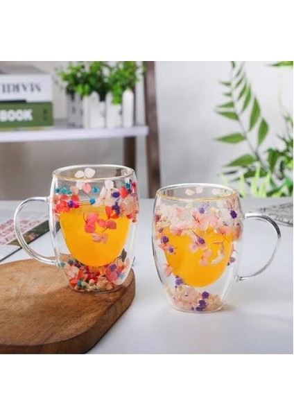 Organik Çiçekli Borosilikat Bardak 350 ml
