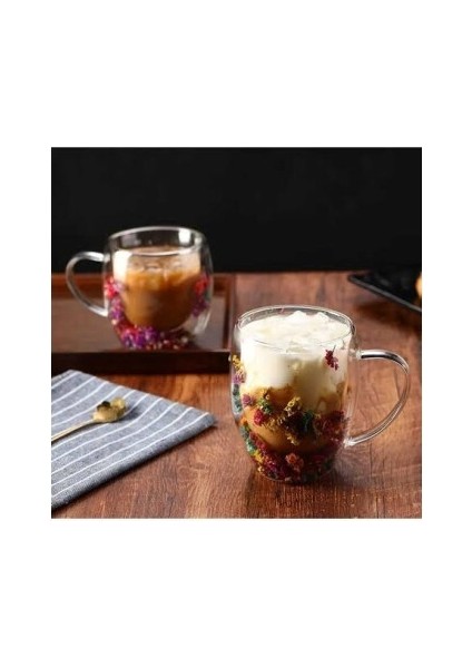 Organik Çiçekli Borosilikat Bardak 350 ml