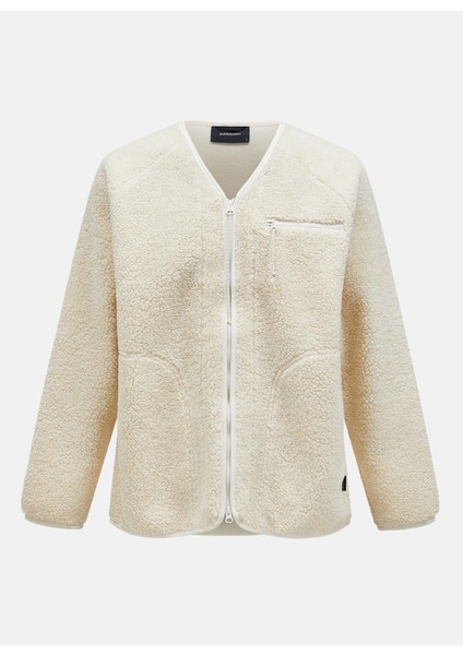Bej Erkek V Yaka Bol Kesim Polar Sweatshırt G79060020_M Heavy Pile Cardigan