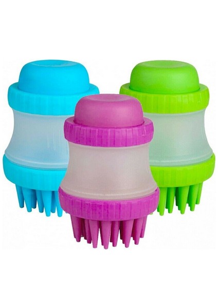 Kedi Köpek Silikon Uçlu Sabun Hazneli Masaj ve Yıkama Köpek Kedi Yıkama İçin Masaj Fırça Aparatı, Yeşil