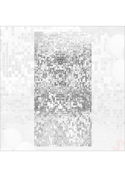 Işıltılı Pul Payetli Arka Fon Paneli, 90CM x 180CM - Gümüş