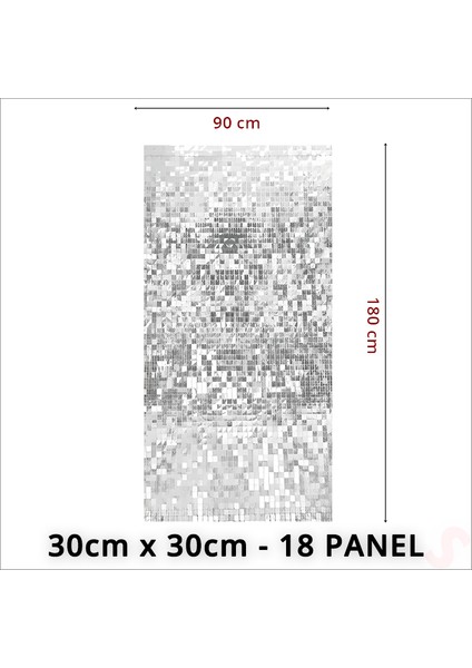 Işıltılı Pul Payetli Arka Fon Paneli, 90CM x 180CM - Gümüş fiyatları