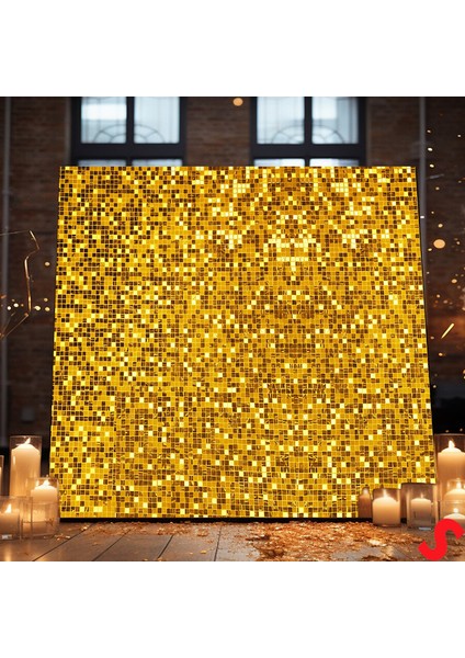 Işıltılı Pul Payetli Arka Fon Paneli, 30CM x 30CM - Altın indirimleri