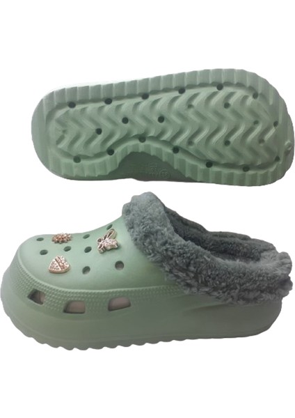 Kadın Taşlı Pastel Yeşili Içi Peluş Eva Terlik AKB320-110 indirimleri