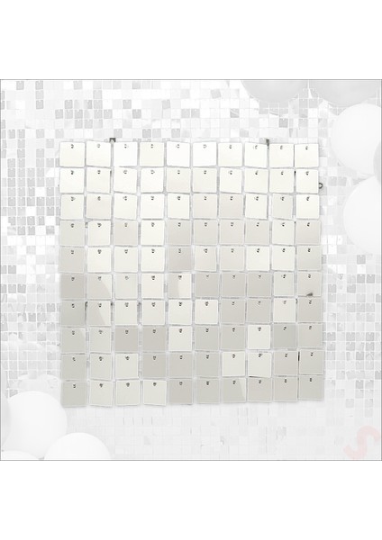 Işıltılı Pul Payetli Arka Fon Paneli, 30CM x 30CM - Gümüş