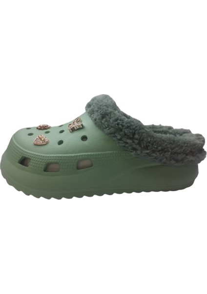 Kadın Taşlı Pastel Yeşili Içi Peluş Eva Terlik AKB320-110 fiyatları