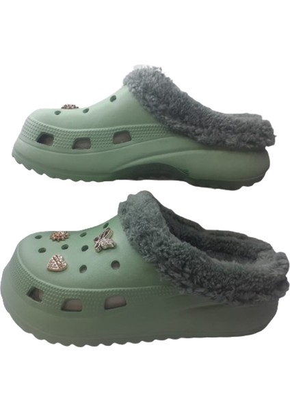 Kadın Taşlı Pastel Yeşili Içi Peluş Eva Terlik AKB320-110 fırsatları