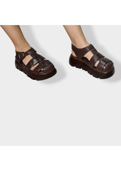 Dünya Shoes  Deri Kadın Sandalet