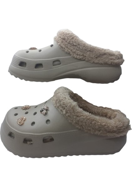 Kadın Taşlı Bej Içi Peluş Eva Terlik AKB320-110 modelleri