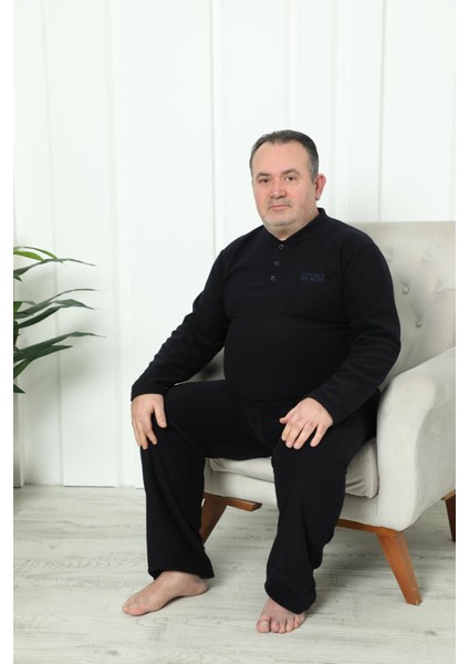 Erkek Büyük Beden Cepli Kışlık Polar Pijama Takımı 2325