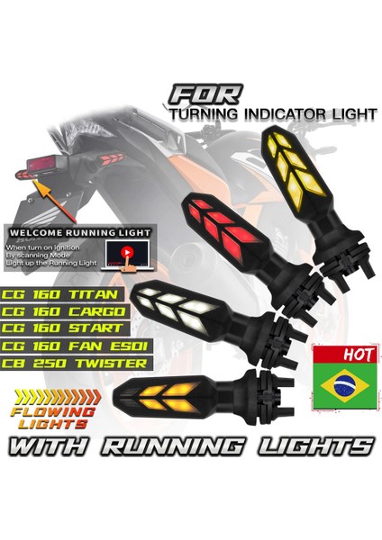 Adet Motosiklet Dönüş Sinyal Işıkları LED Gösterge Kuyruk Lambası Cg 160 Fan Esdı Kargo Cb 250, Sarı ve Kırmızı (Yurt Dışından) fırsatları