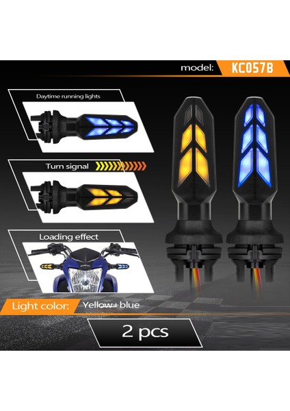 Motosiklet LED Sinyal Işık Gündüz Farları Çift Akan Sarı + Mavi Flaşör Göstergesi CG160 CB250 (Yurt Dışından) fiyatları