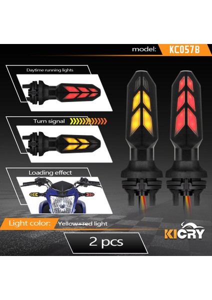 Motosiklet LED Sinyal Işık Gündüz Farları Çift Akan Sarı + Kırmızı Flaşör Göstergesi CG160 CB250 (Yurt Dışından) fiyatları