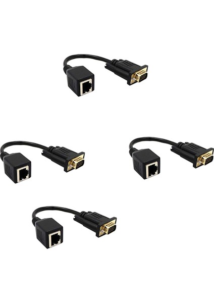 4x VGA - RJ45 Adaptör Ağ Kablosu - VGA Ağ Kablosu Konektörü Monitör - Ağ Kablosu Konektörü VGA Genişletici (Yurt Dışından)