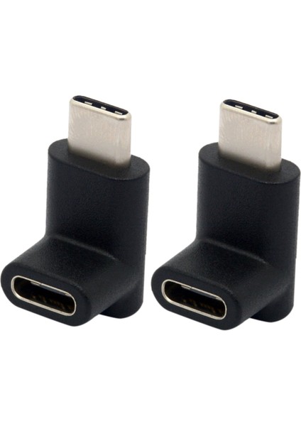 2x 90 Derece Tip C Adaptör, USB C Erkek - Dişi Adaptör Yukarı ve Aşağı Açılı Usb-C USB 3.1 Tip-C Konnektör (Yurt Dışından)