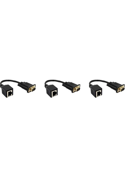 3x VGA - RJ45 Adaptör Ağ Kablosu - VGA Ağ Kablosu Konektörü Monitör - Ağ Kablosu Konektörü VGA Genişletici (Yurt Dışından)