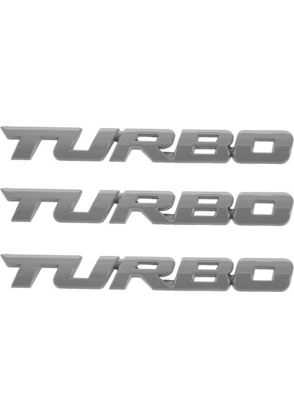 3x Turbo Evrensel Araba Motosiklet Oto 3D Metal Amblem Rozet Çıkartma Etiket, Gümüş (Yurt Dışından)