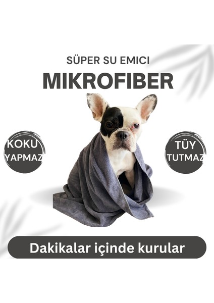 Köpek Havlusu, Süper Su Emici Mikrofiber, Gri, 80X120 Cm