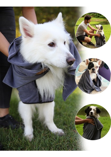 Köpek Havlusu, Süper Su Emici Mikrofiber, Gri, 80X120 Cm