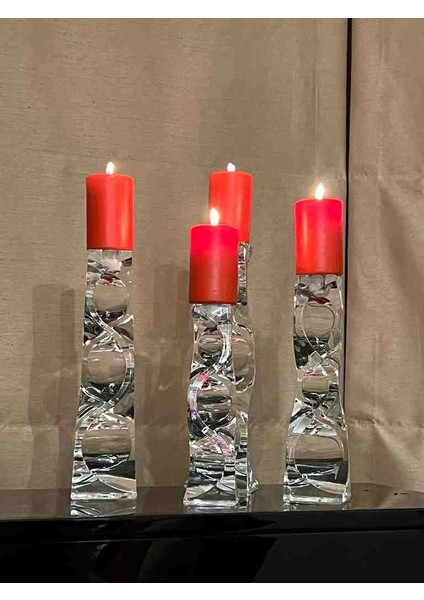 Iv Candles Homedecor 4'lü Kırmızı Baton Mum