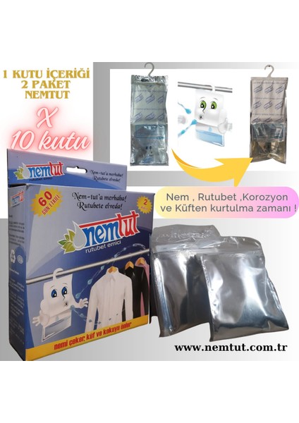 Nem Tutucu Engelleyici Rutubet Giderici Önleyici Korozyon Önleyici Koku Giderici (10 KUTU/20 PAKET)