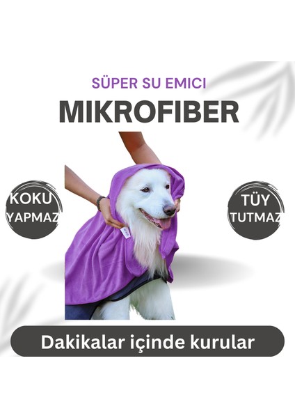 Köpek Havlusu, Süper Su Emici Mikrofiber, Mor, 80X120 Cm