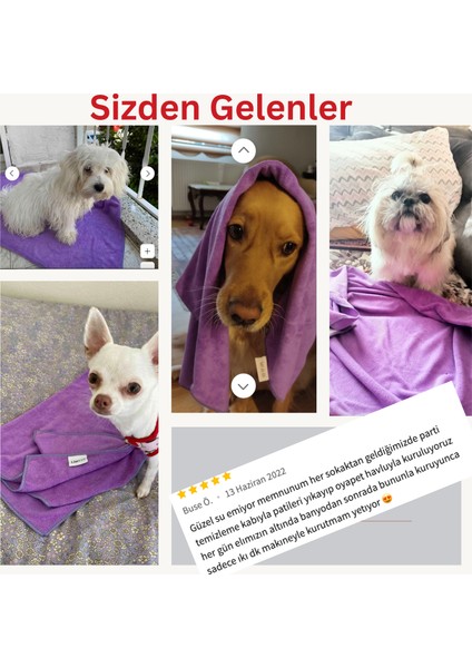 Köpek Havlusu, Süper Su Emici Mikrofiber, Mor, 80X120 Cm