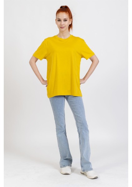 La Bayan O Yaka Düz Basıc K.kol Tshırt Sarı 1