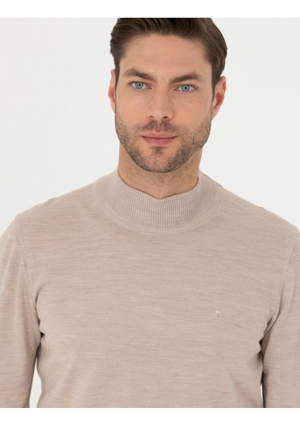 Erkek Taş Slim Fit Yarım Balıkçı Yaka Yün Karışımlı Basic Triko Kazak 50270055-VR049 fiyatları