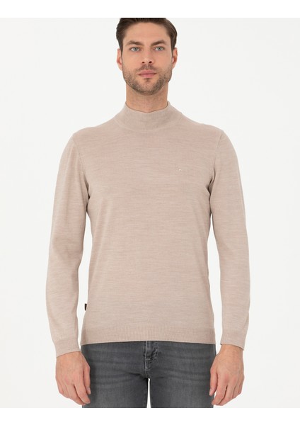 Erkek Taş Slim Fit Yarım Balıkçı Yaka Yün Karışımlı Basic Triko Kazak 50270055-VR049 modelleri