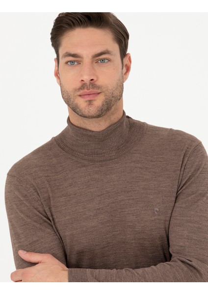 Erkek Açık Kahverengi Slim Fit Balıkçı Yaka Yün Karışımlı Basic Triko Kazak 50270052-VR002 fiyatları