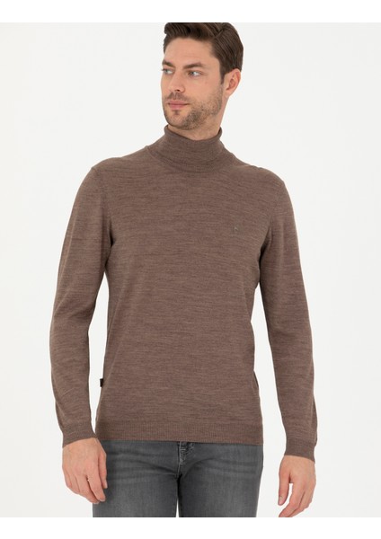 Erkek Açık Kahverengi Slim Fit Balıkçı Yaka Yün Karışımlı Basic Triko Kazak 50270052-VR002 modelleri