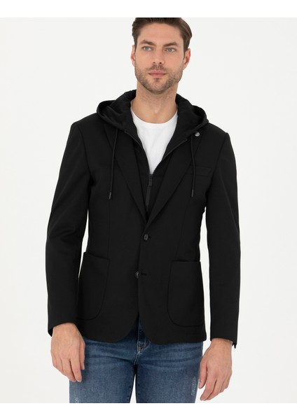 Erkek Siyah Slim Fit Kapüşonlu Ceket 50287480-VR046 modelleri