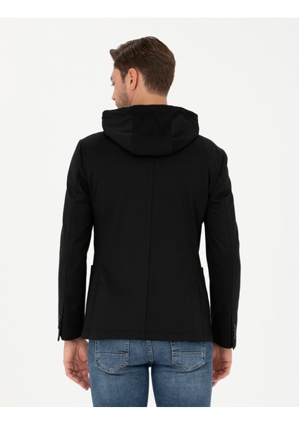 Erkek Siyah Slim Fit Kapüşonlu Ceket 50287480-VR046 indirimleri