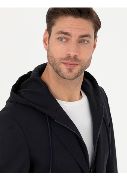 Erkek Lacivert Slim Fit Kapüşonlu Ceket 50287480-VR033 fiyatları