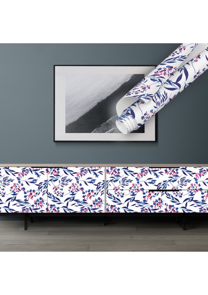 Çok Renkli Pembe Mor Çiçekli Yapışkanlı Folyo, Mutfak, Tezgah, Masa, Dolap Kaplama Folyosu, Isıya Dayanıklı, Su Geçirmez, Yapışkan Folyolar, Sticker, Büyük Ebatlı, Dekoros