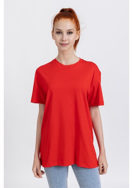 La Bayan O Yaka Düz Basıc K.kol Tshırt Kırmızı fırsatları