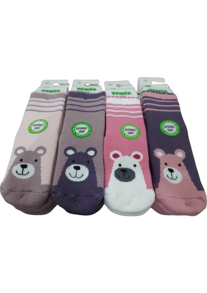 12 Çift Bebek Çocuk Pamuklu Kalın Silikon Tabanlı Kız Çocuk Çorabı modelleri