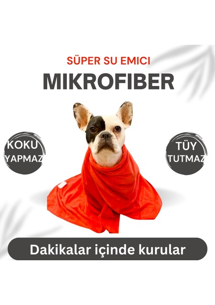 Köpek Havlusu, Süper Su Emici Mikrofiber, Kırmızı, 60x90 cm