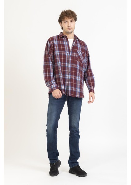 Oduncu Ekose Gömlek 2180 1 Bordo