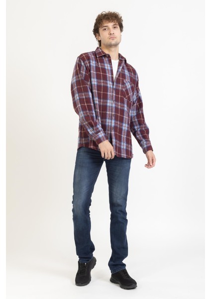 Oduncu Ekose Gömlek 2180 1 Bordo modelleri