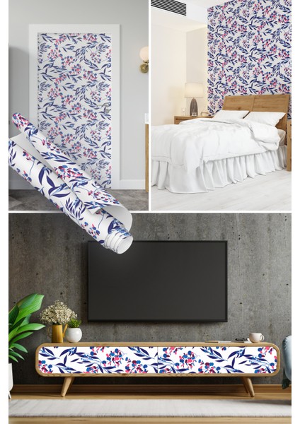 Çok Renkli Pembe Mor Çiçekli Yapışkanlı Folyo, Mutfak, Tezgah, Masa, Dolap Kaplama Folyosu, Isıya Dayanıklı, Su Geçirmez, Yapışkan Folyolar, Sticker, Büyük Ebatlı, Dekoros