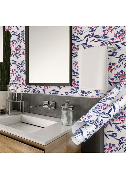 Çok Renkli Pembe Mor Çiçekli Yapışkanlı Folyo, Mutfak, Tezgah, Masa, Dolap Kaplama Folyosu, Isıya Dayanıklı, Su Geçirmez, Yapışkan Folyolar, Sticker, Büyük Ebatlı, Dekoros indirimleri