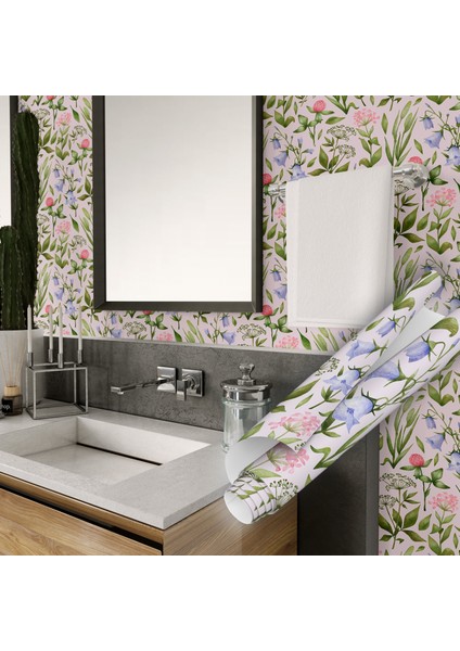 Rengarenk Çiçek Desenli Yapışkanlı Folyo, Mutfak, Tezgah, Masa, Dolap Kaplama Folyosu, Isıya Dayanıklı, Su Geçirmez, Yapışkan Folyolar, Sticker, Büyük Ebatlı, Dekoros fırsatları