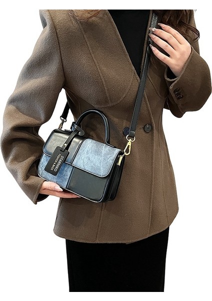 Kadınların Yeni Moda Basit Niş Retro Kontrast Tek Omuzlu Çapraz Askılı Çanta (Yurt Dışından)