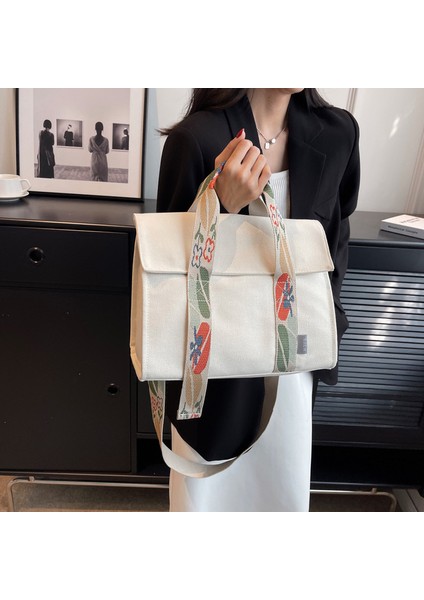 Kadınlar Için Yeni Trendy Basit Büyük Kapasiteli Kanvas Çok Yönlü Omuz Crossbody Çanta (Yurt Dışından) fırsatları