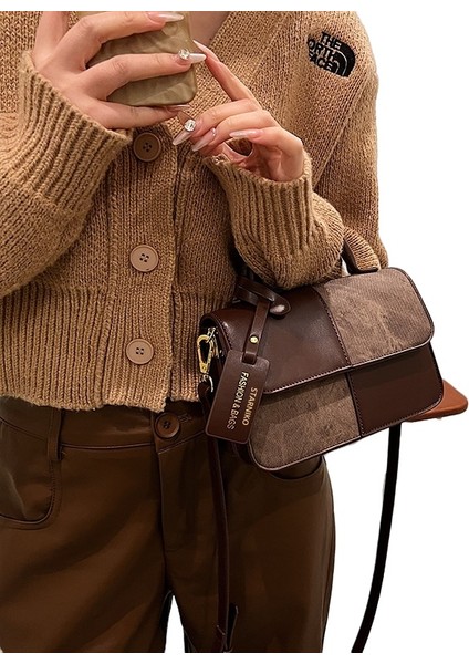 Kadınların Yeni Moda Basit Niş Retro Kontrast Tek Omuzlu Çapraz Askılı Çanta (Yurt Dışından)