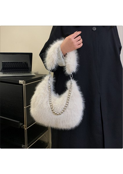 Kadınların Yeni Kore Tarzı Niş Taklit Tilki Kürkü Omuz Crossbody Çantası (Yurt Dışından) fiyatları